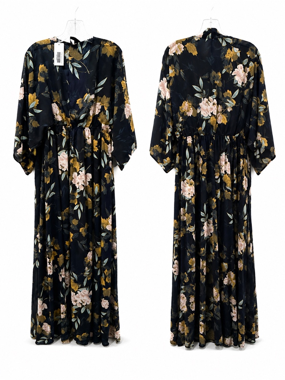 Baltic Born Floral Maxi Dress - Black with Pink & Olive Print